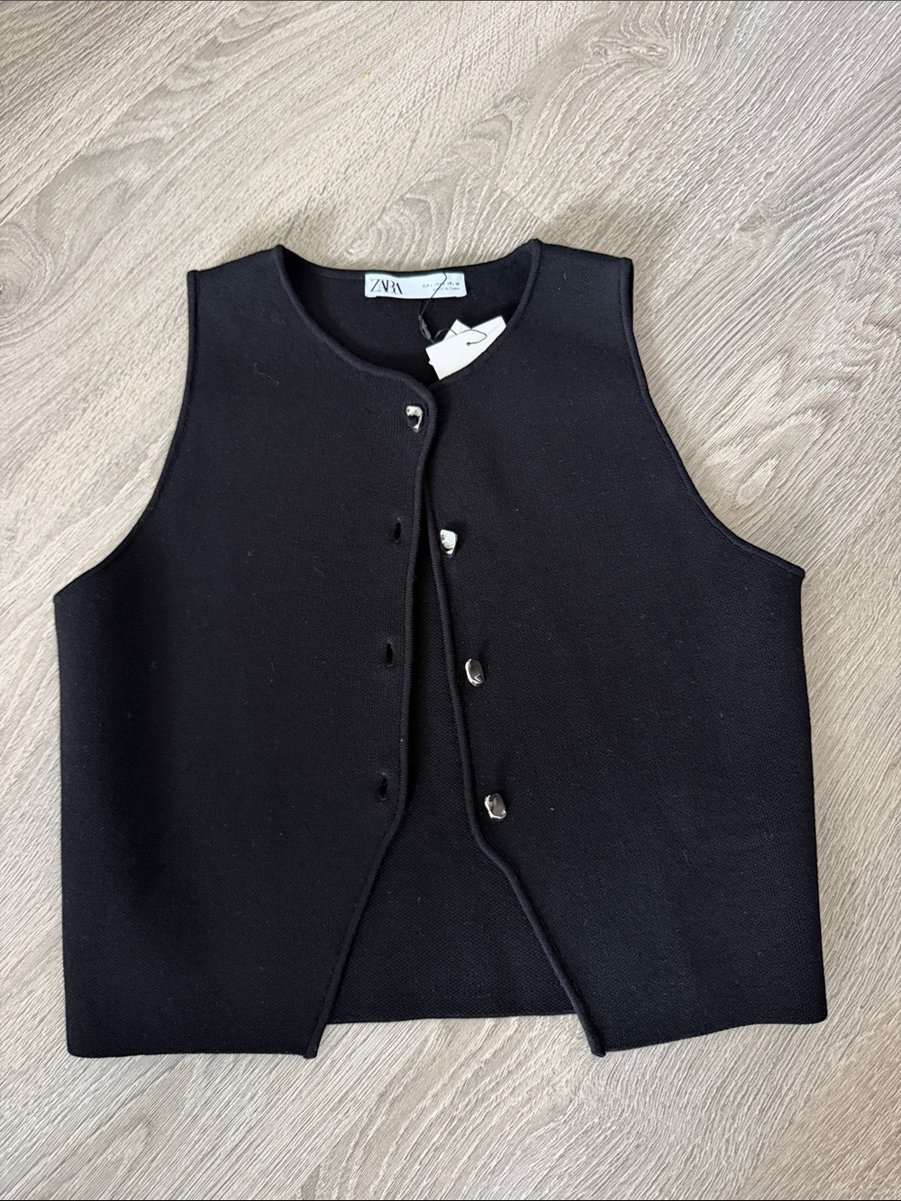 ZARA Black Detailed Button Vest